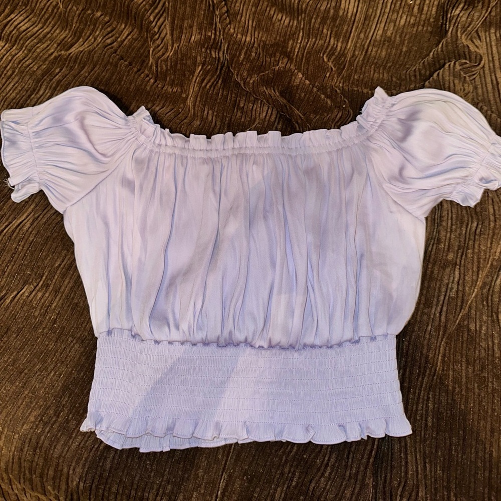 fun purple off the shoulder top (cropped)